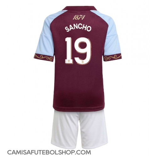 Camisa de time de futebol Aston Villa Jadon Sancho #19 Replicas 1º Equipamento Infantil 2025-26 Manga Curta (+ Calças curtas)
